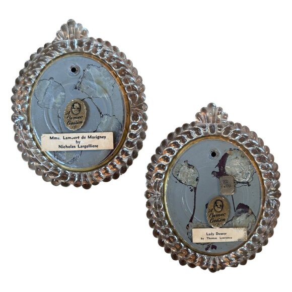 Antique Set Cameo Creation Mme Lambert Morigney & Lady Dower Glass Framed Glass - Picture 2 of 13